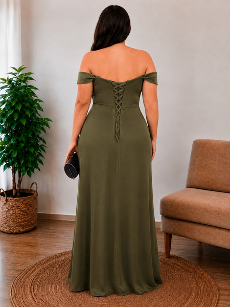 Vestido de Fiesta Talla XL — Verde Oliva — Entrega Inmediata