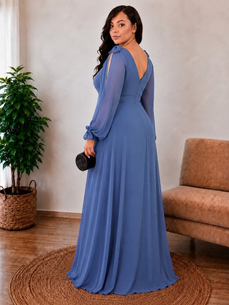 Vestido de Fiesta Talla L — Azul Acero — Entrega Inmediata