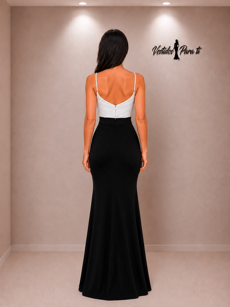 Vestido de Fiesta Talla M — Blanco y Negro — Entrega Inmediata