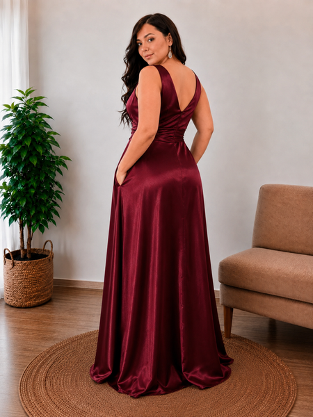 Vestido de Fiesta Talla XXXL — Burdeo — Entrega Inmediata