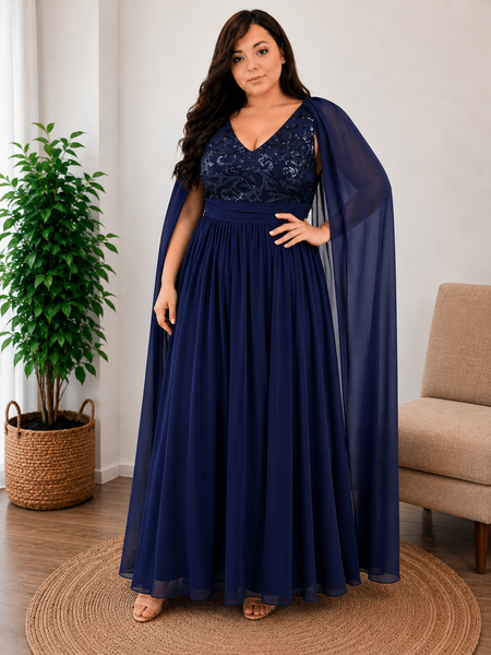 Vestido de Fiesta Talla XXL 16 — Azul Marino — Entrega Inmediata