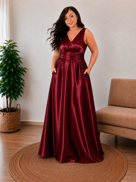 Vestido de Fiesta Talla XXXL — Burdeo — Entrega Inmediata