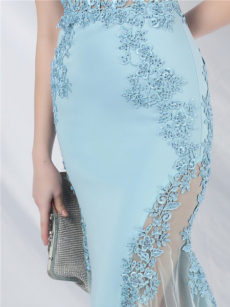 Vestido Largo de Fiesta Talla S — Celeste— Entrega Inmediata