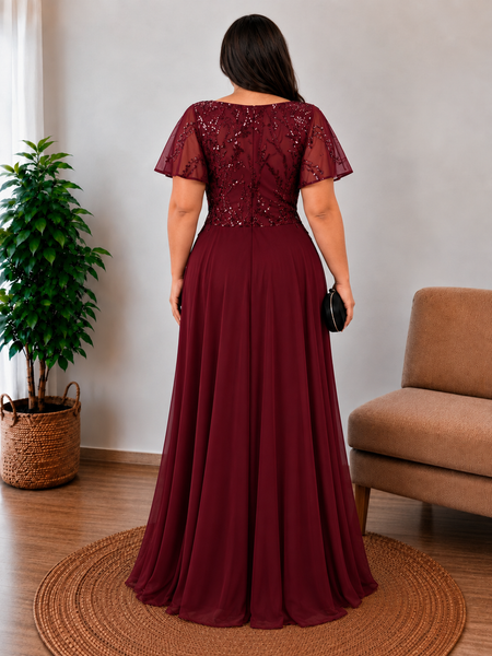 Vestido de Fiesta Talla XXXXL 26 — Burdeo — Entrega Inmediata