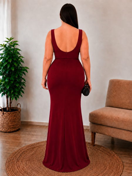 Vestido Largo de Fiesta Talla L — Burdeo — Entrega Inmediata