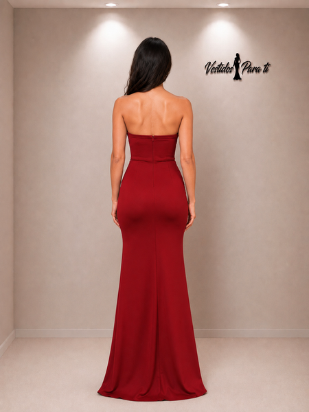 Vestido de Fiesta Talla S-M — Burdeo — Entrega Inmediata