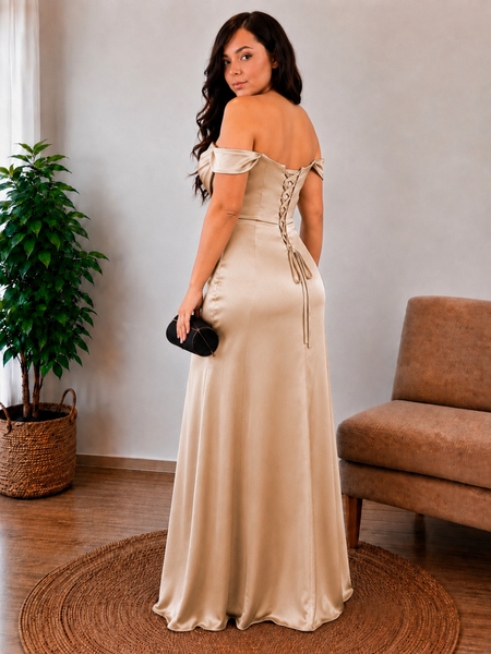 Vestido de Fiesta Talla XL —  Champán — Entrega Inmediata