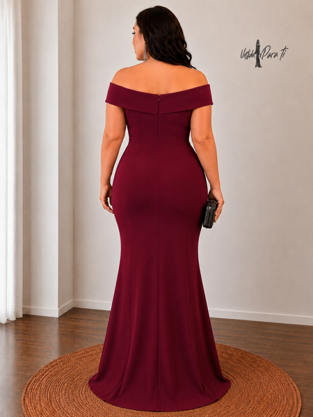Vestido de Fiesta Talla XXL — Burdeo — Entrega Inmediata