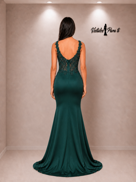 Vestido de Fiesta Talla M — Verde — Entrega Inmediata