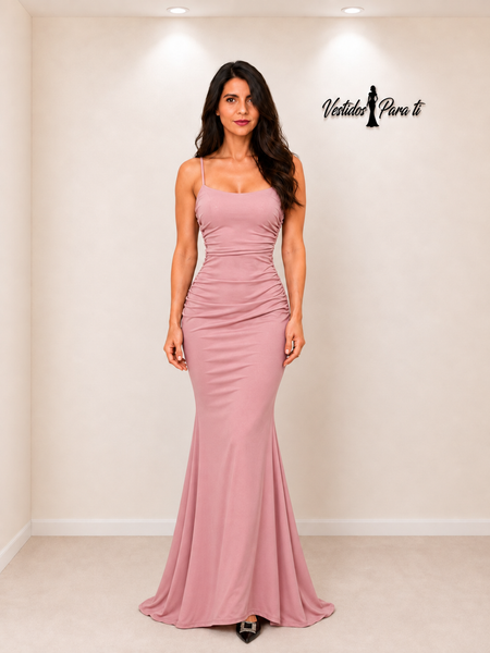 Vestido de Fiesta Talla S-M — Rosa empolvado —   Entrega Inmediata