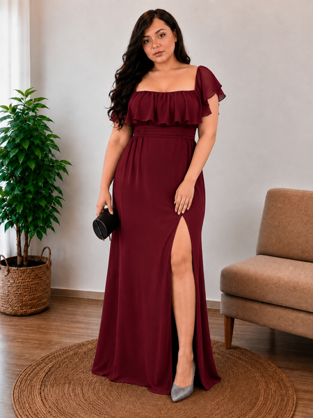 Vestido de Fiesta Talla L — Burdeo — Entrega Inmediata