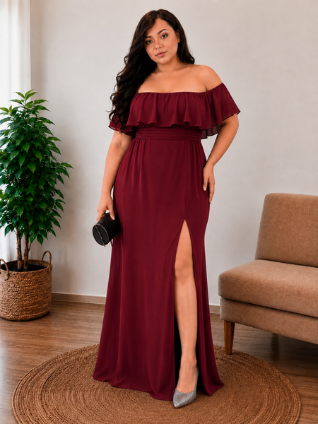Vestido de Fiesta Talla L — Burdeo — Entrega Inmediata