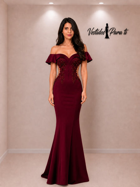 Vestido de Fiesta Talla XS — Burdeo — Entrega Inmediata