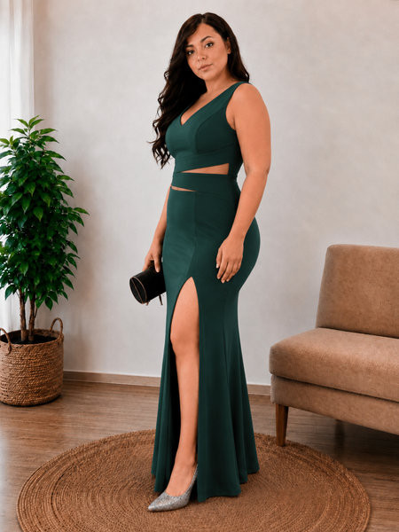 Vestido Largo de Fiesta Talla L — Verde— Entrega Inmediata