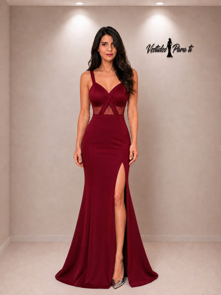 Vestido de Fiesta Talla S — Burdeo — Entrega Inmediata