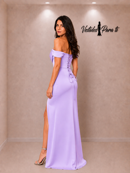 Vestido de Fiesta Talla S-M — Lila Escarchada — Entrega Inmediata