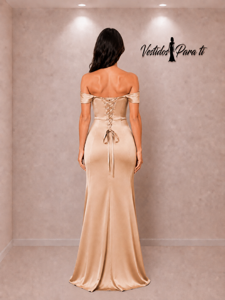 Vestido de Fiesta Talla M —  Champán— Entrega Inmediata