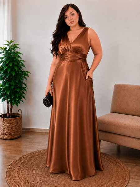 Vestido de Fiesta Talla XXL 16 — Cobre — Entrega Inmediata