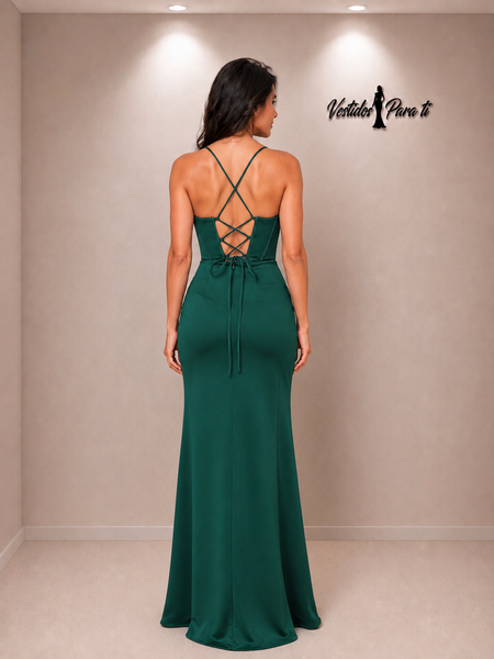 Vestido Largo de Fiesta Talla XS — Verde— Entrega Inmediata