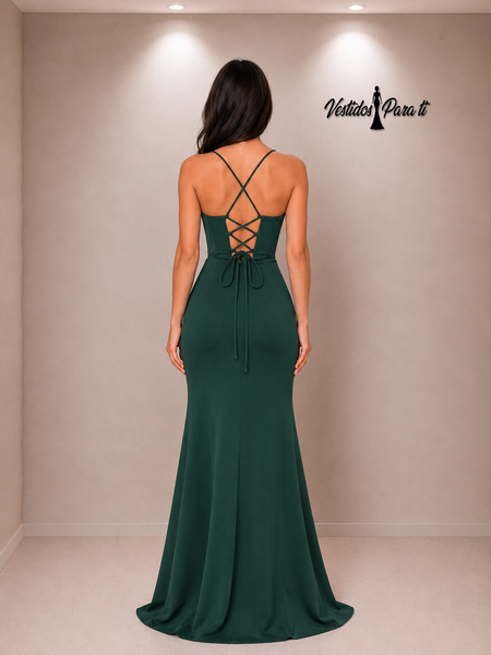 Vestido Largo de Fiesta Talla XS — Verde— Entrega Inmediata
