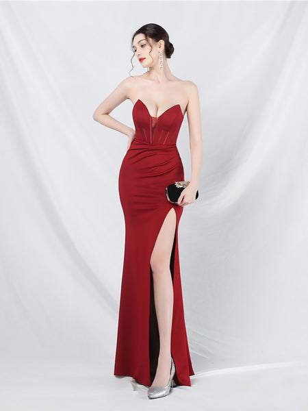 Vestido de Fiesta Talla S-M — Burdeo — Entrega Inmediata