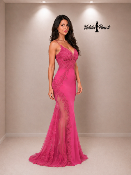 Vestido Largo de Fiesta Talla XS —Fucsia — Entrega Inmediata
