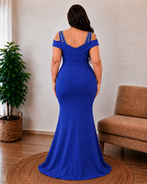 Vestido de Fiesta Talla L — Azul Rey — Entrega Inmediata