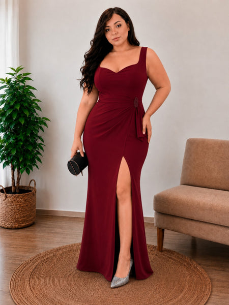 Vestido Largo de Fiesta Talla L — Burdeo — Entrega Inmediata