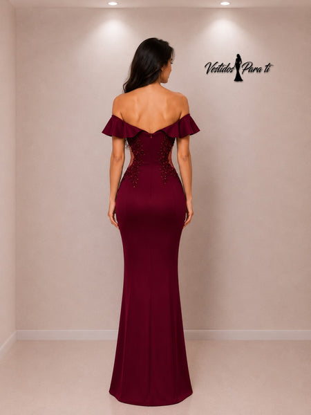 Vestido de Fiesta Talla XS — Burdeo — Entrega Inmediata