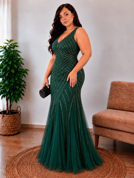 Vestido de Fiesta Talla XXL 16 —  Verde — Entrega Inmediata