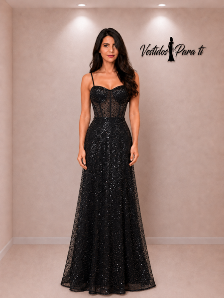 Vestido de Fiesta Talla S-M — Negro — Entrega Inmediata