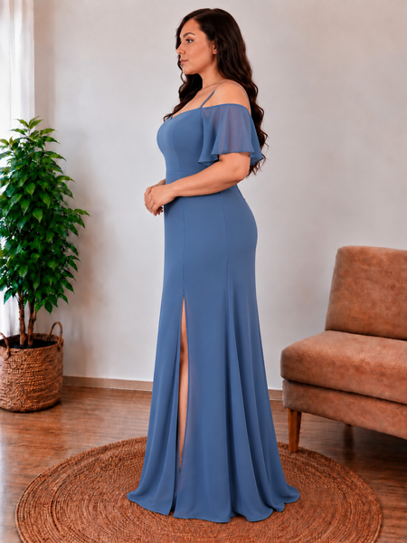 Vestido de Fiesta Talla L — Azul Acero — Entrega Inmediata