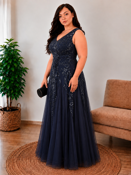 Vestido de Fiesta Talla L — Azul Marino — Entrega Inmediata