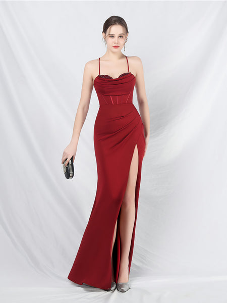 Vestido Largo de Fiesta Talla S — Burdeo— Entrega Inmediata