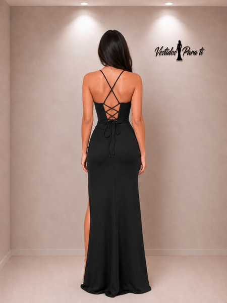 Vestido Largo de Fiesta Talla M — Negro— Entrega Inmediata