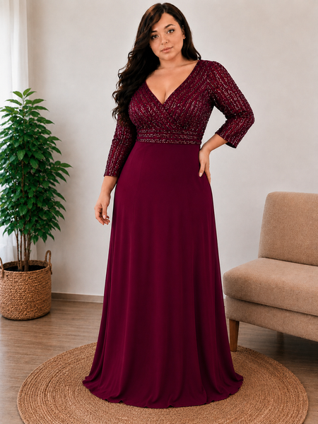Vestido de Fiesta Largo Talla XXL 16 — Burdeo— Entrega Inmediata