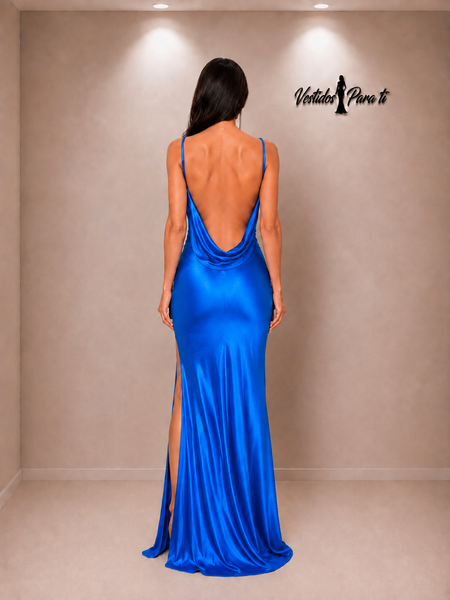 Vestido de Fiesta Talla S-M — Azul Océano — Entrega Inmediata