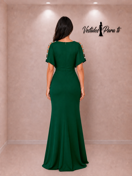 Vestido de Fiesta Talla S — Verde — Entrega Inmediata