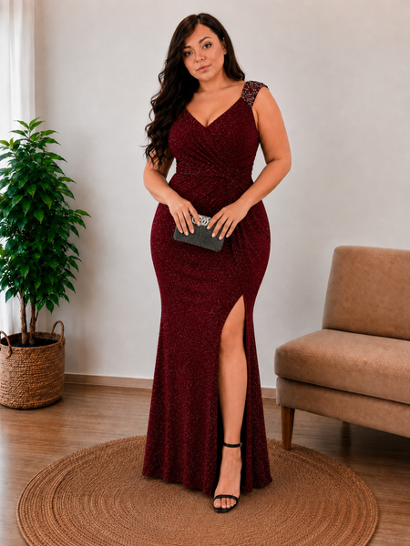Vestido de Fiesta Talla XXL 16 —  Burdeo — Entrega Inmediata