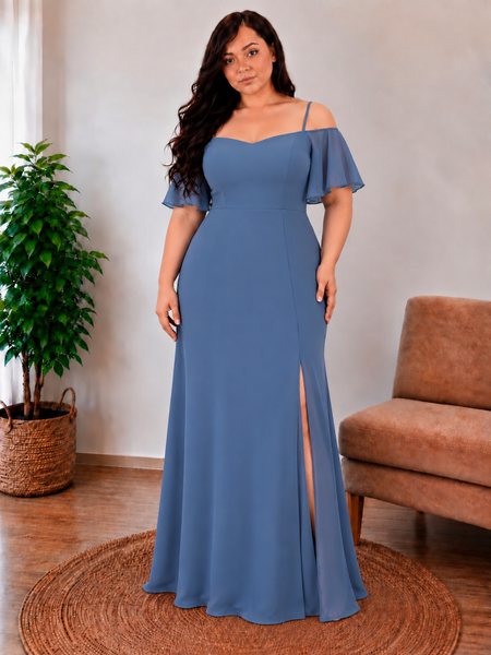 Vestido de Fiesta Talla L — Azul Acero — Entrega Inmediata