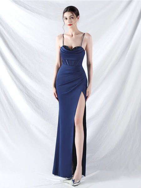 Vestido Largo de Fiesta Talla S — Azul— Entrega Inmediata