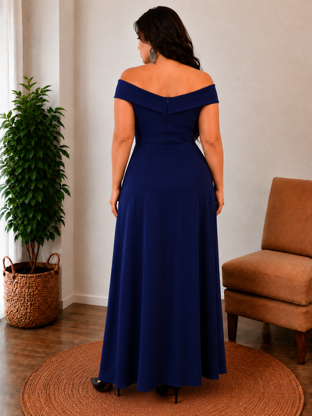 Vestido Largo de Fiesta Talla XL — Azul Marino— Entrega Inmediata