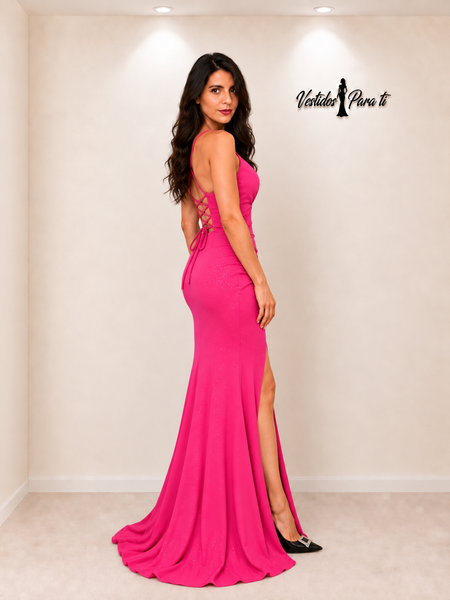 Vestido de Fiesta Talla S — Rosa Intenso — Entrega Inmediata
