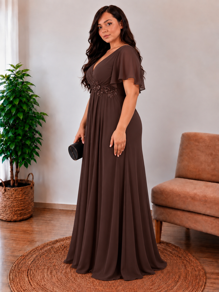 Vestido de Fiesta Talla XXL 16 — Marrón Chocolate — Entrega Inmediata