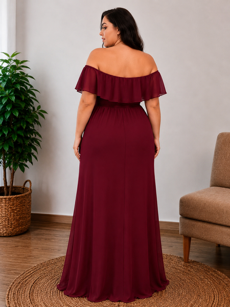 Vestido de Fiesta Talla L — Burdeo — Entrega Inmediata