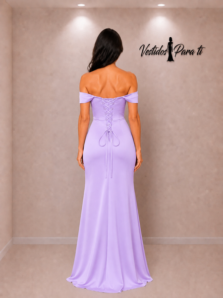 Vestido de Fiesta Talla S-M — Lila Escarchada — Entrega Inmediata