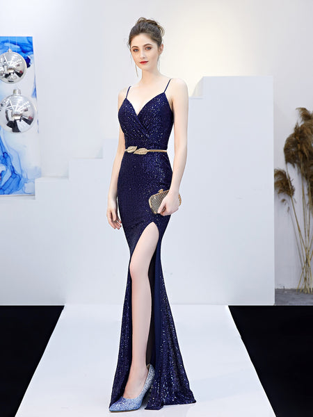 Vestido de Fiesta Talla S — Azul Marino — Entrega Inmediata