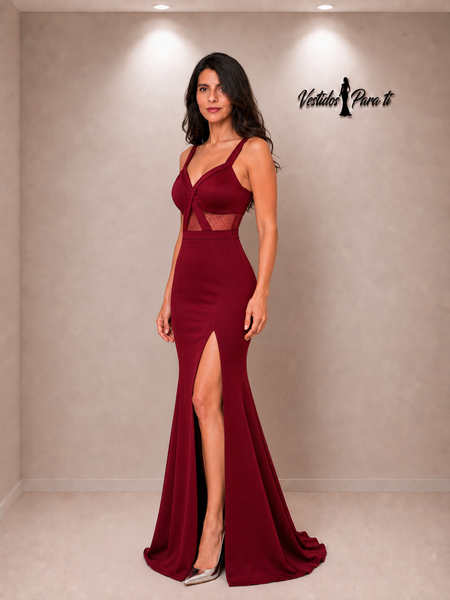 Vestido de Fiesta Talla S — Burdeo — Entrega Inmediata