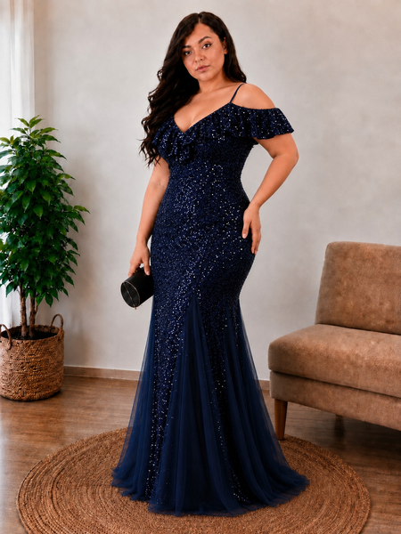 Vestido de Fiesta Talla XXL 16 — Azul Marino — Entrega Inmediata