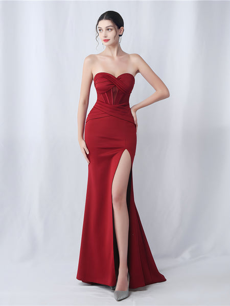 Vestido Largo de Fiesta Talla XS — Burdeo— Entrega Inmediata